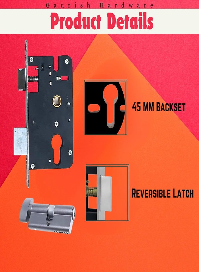 Gaurish Hardware Cylindrical Lock Set for Wooden Doors | Stainless Steel Finish | Suitable for Bedroom, Drawing, Living Room | Fits Left & Right, Inside & Outside Opening | Residential Door Handle - Image 3